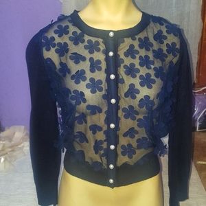 Karl Lagerfeld floral applique cropped cardigan